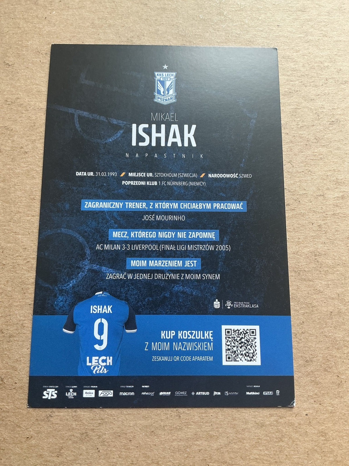 Mikael Ishak, Sweden 🇸🇪 Lech Poznań 2020/21 hand signed - Autographs-World