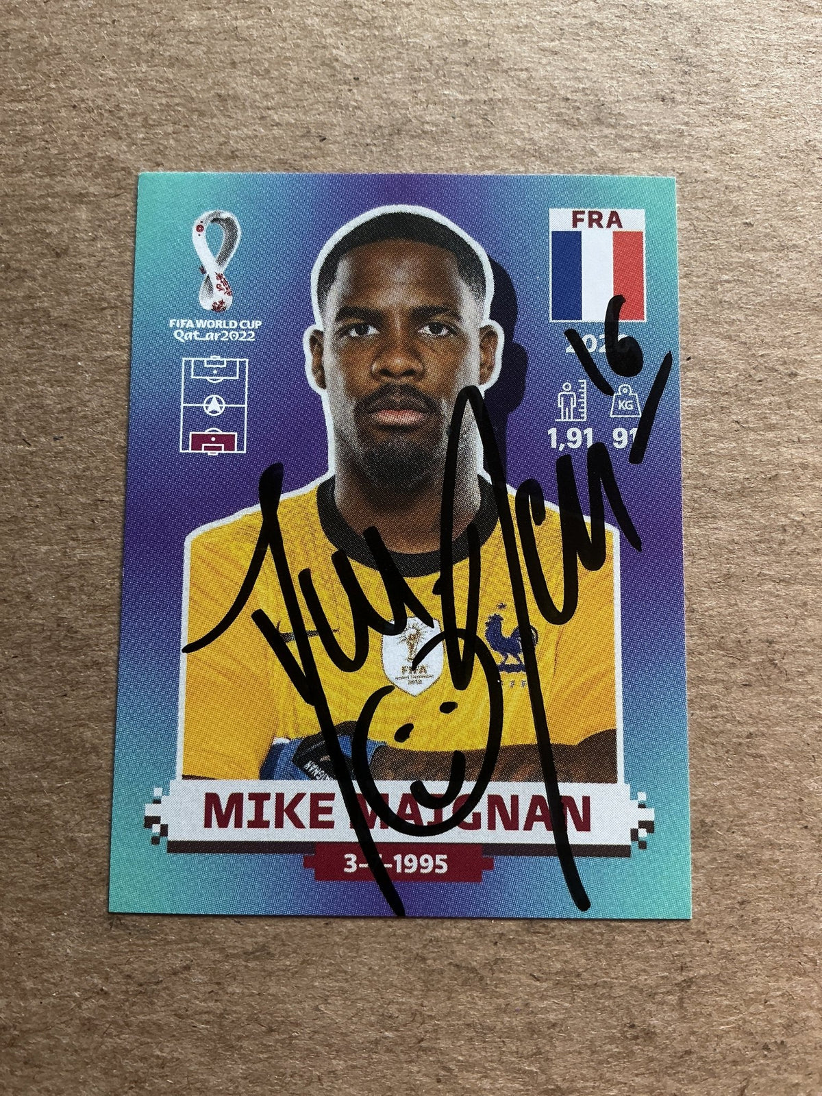 Mike Maignan, France 🇫🇷 FIFA World Cup 2022 Panini hand signed - Autographs-World