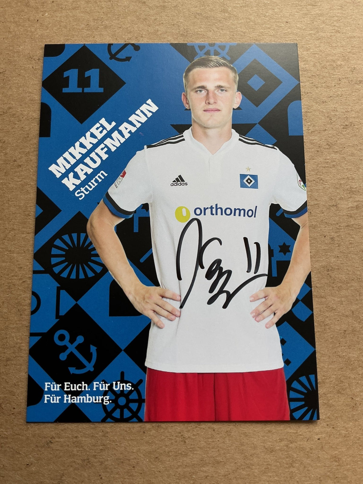 Mikkel Kaufmann, Denmark 🇩🇰 Hamburger SV 2021/22 hand signed - Autographs-World