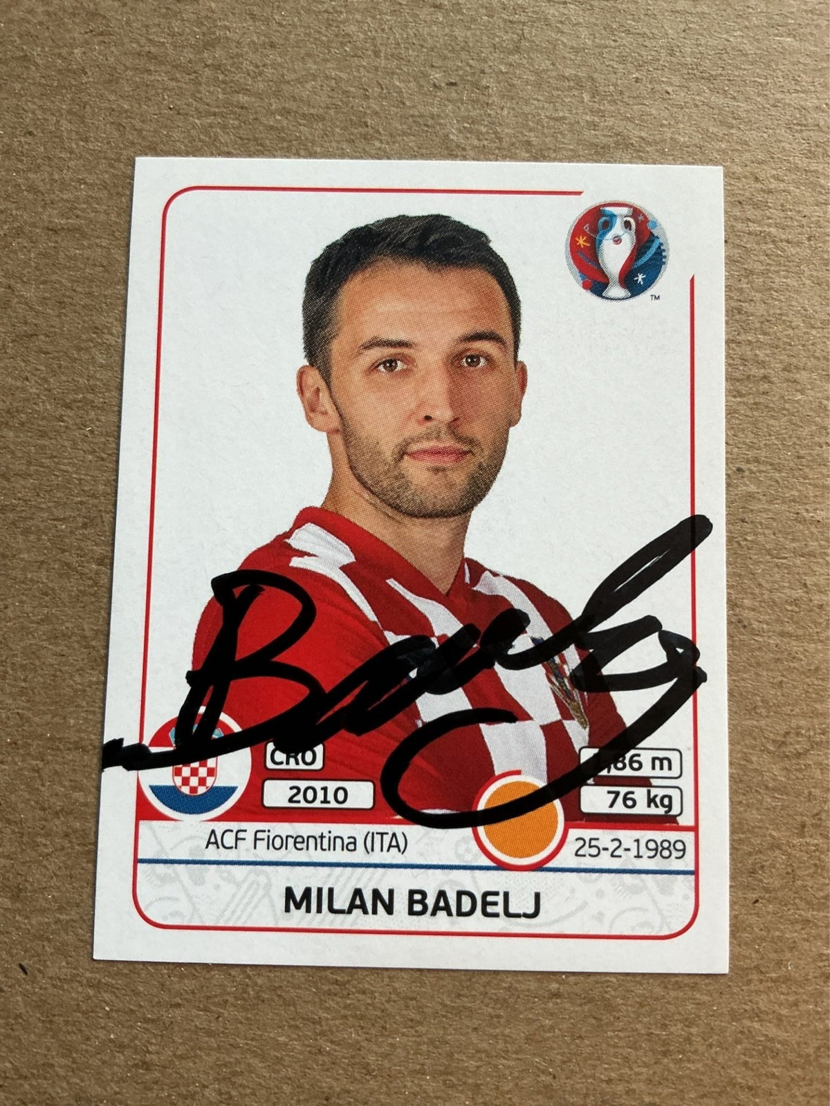 Milan Badelj, Croatia 🇭🇷 UEFA Euro 2016 Panini hand signed - Autographs-World