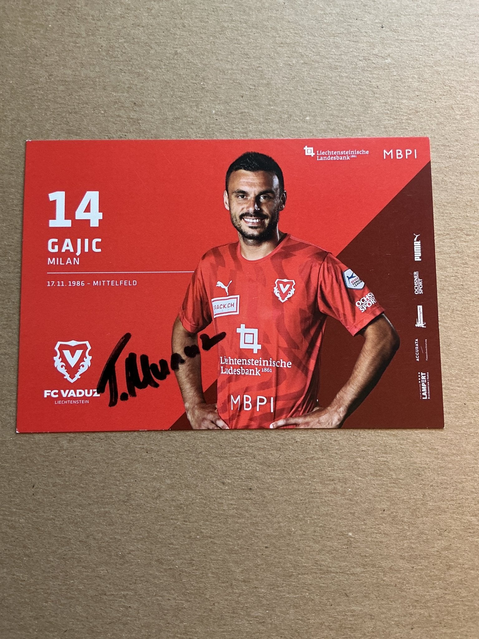 Milan Gajic, Serbia 🇷🇸 FC Vaduz 2019/20 hand signed - Autographs-World