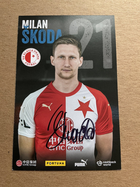 Milan Škoda, Czech Republic 🇨🇿 SK Slavia Prague 2019/20 hand signed - Autographs-World
