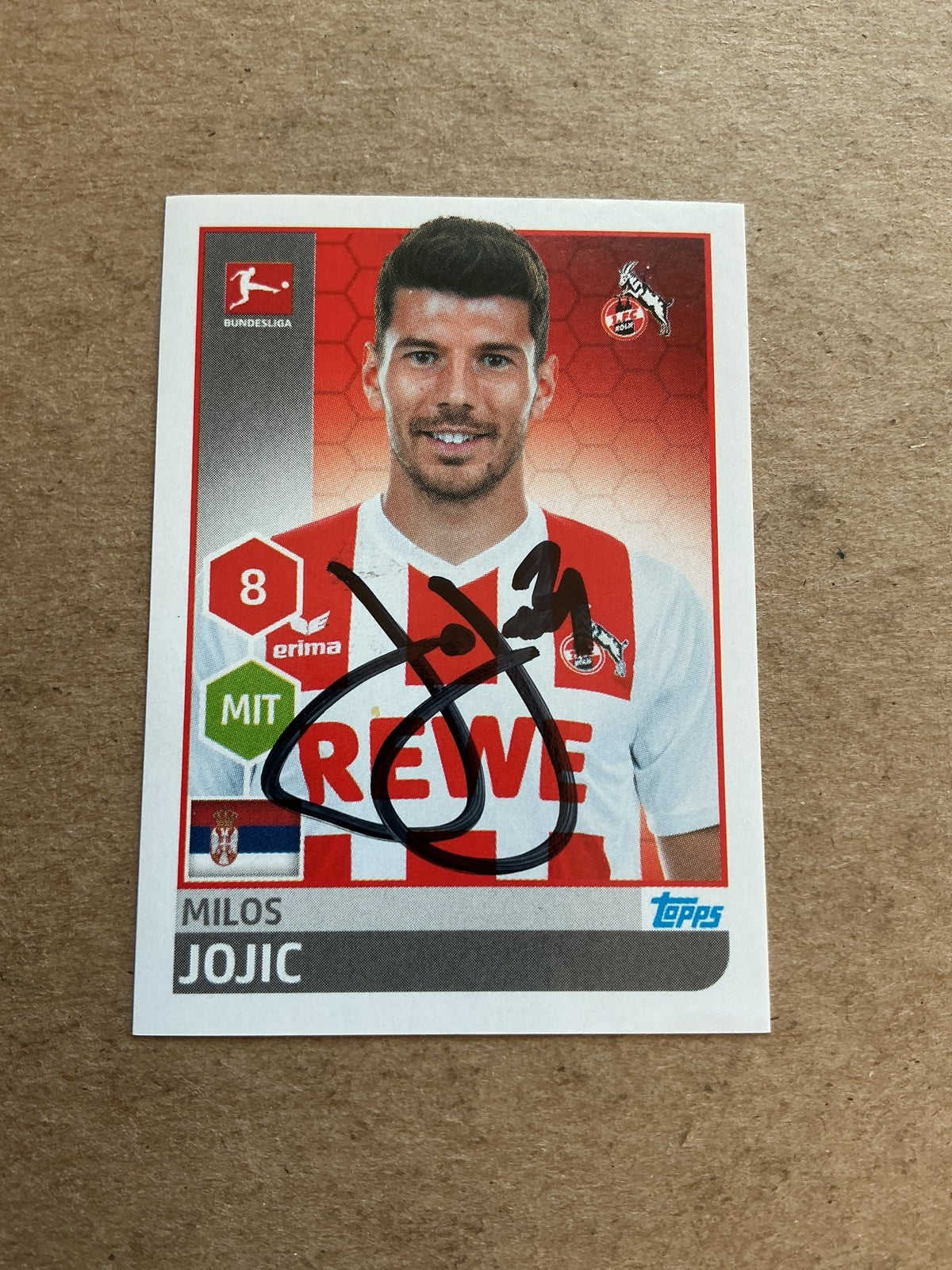 Milos Jojic, Serbia 🇷🇸 1.FC Köln 2017/18 Topps hand signed - Autographs-World