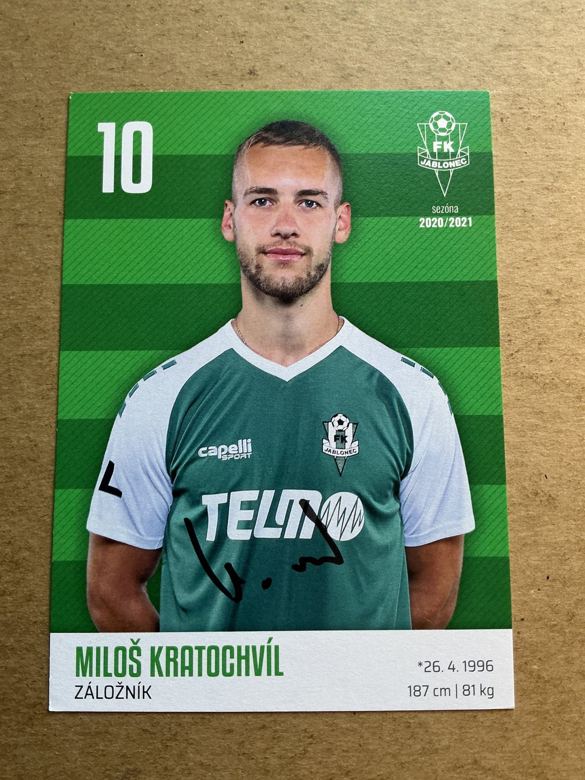 Miloš Kratochvíl, Czech Republic 🇨🇿 FK Jablonec 2020/21 hand signed - Autographs-World