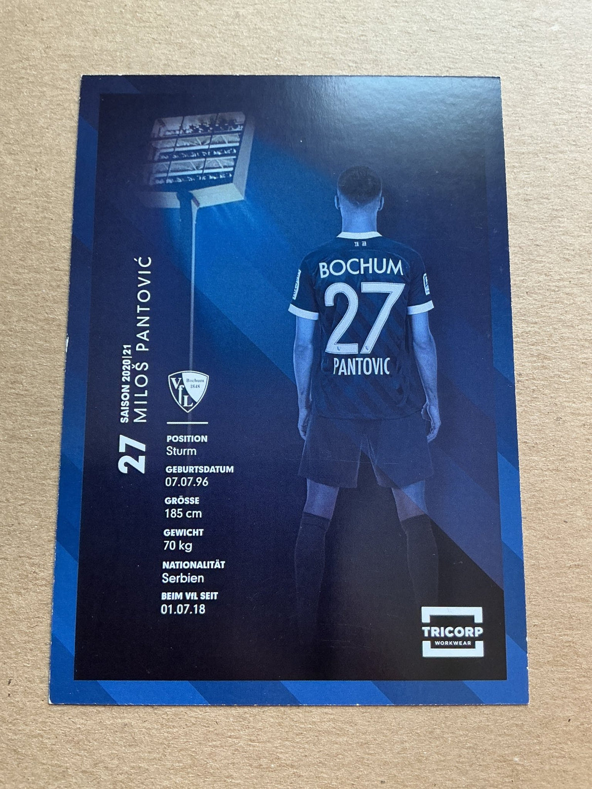 Miloš Pantović, Serbia 🇷🇸 VfL Bochum 2020/21 hand signed - Autographs-World