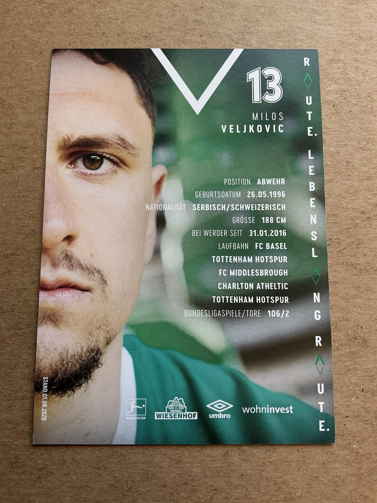 Milos Veljkovic, Serbia 🇷🇸 SV Werder Bremen 2020/21 hand signed - Autographs-World