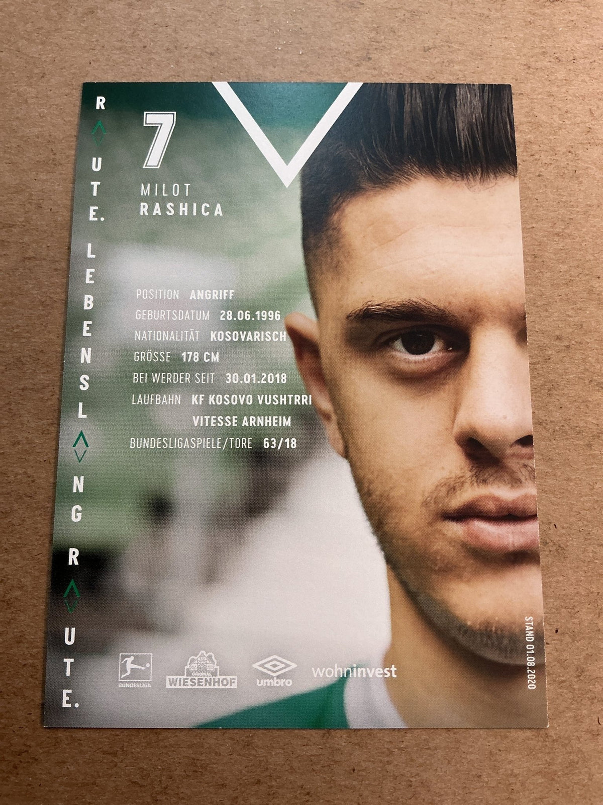 Milot Rashica, Kosovo 🇽🇰 SV Werder Bremen 2020/21 hand signed - Autographs-World