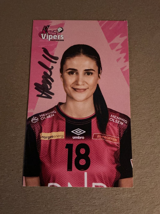 Mina Hesselberg, Norway 🇳🇴 Handball Vipers 2021/22 hand signed - Autographs-World