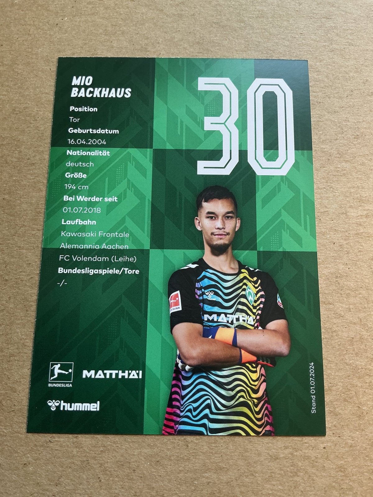 Mio Backhaus, Germany 🇩🇪 SV Werder Bremen 2024/25 hand signed - Autographs-World