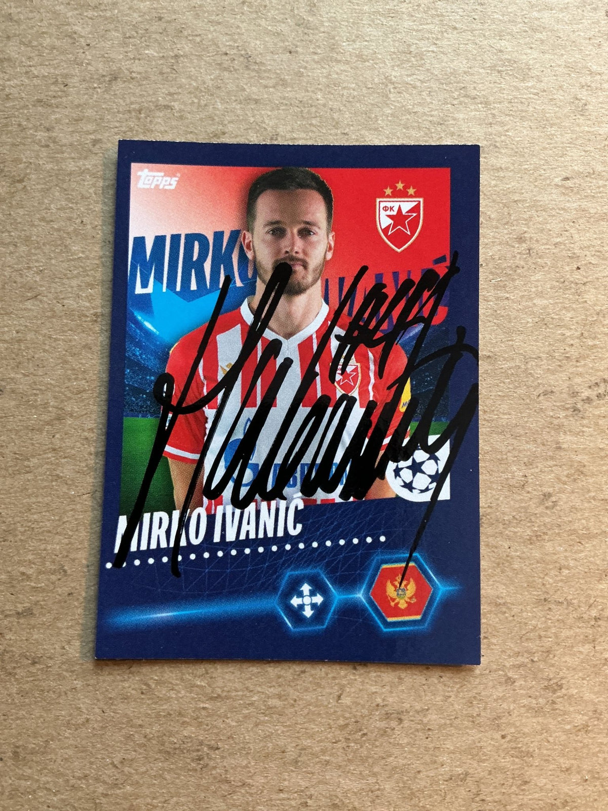 Mirko Ivanić, Montenegro 🇲🇪 Red Star Belgrade 2023/24 Topps hand signed - Autographs-World