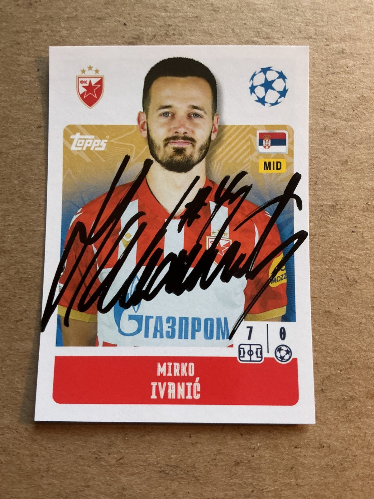 Mirko Ivanić, Montenegro 🇲🇪 Red Star Belgrade 2024/25 Topps hand signed - Autographs-World
