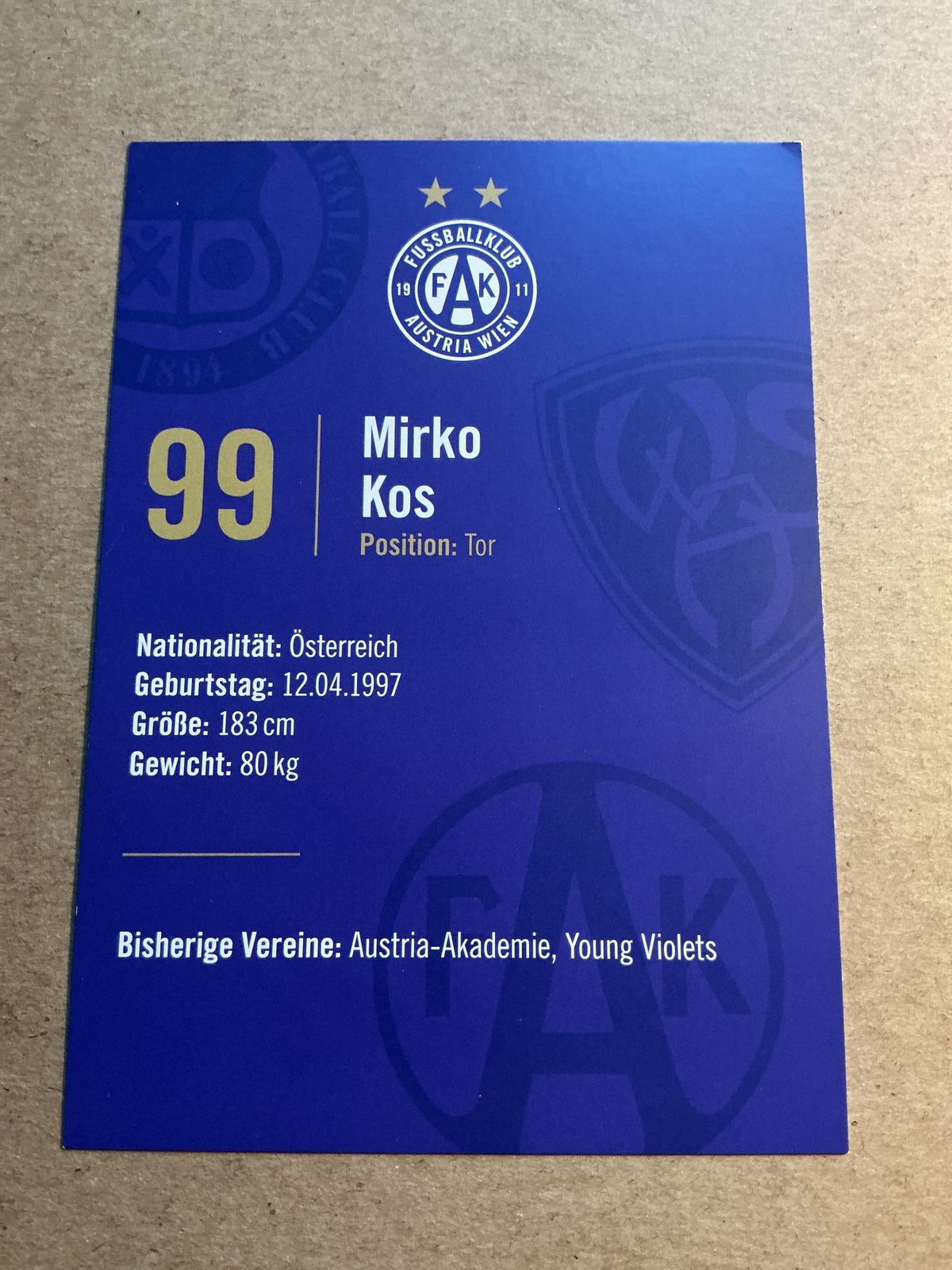 Mirko Kos, Austria 🇦🇹 FK Austria Wien 2023/24 hand signed - Autographs-World