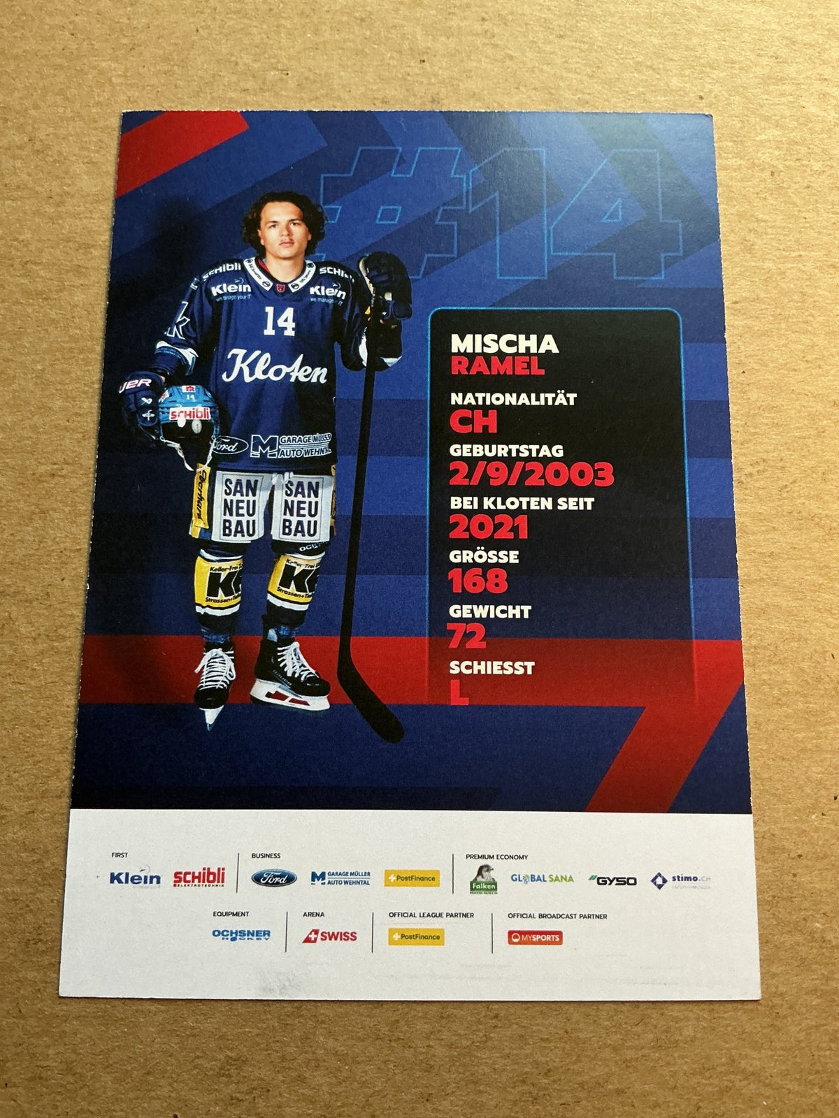 Mischa Ramel, Switzerland 🇨🇭 EHC Kloten 2024/25 hand signed - Autographs-World