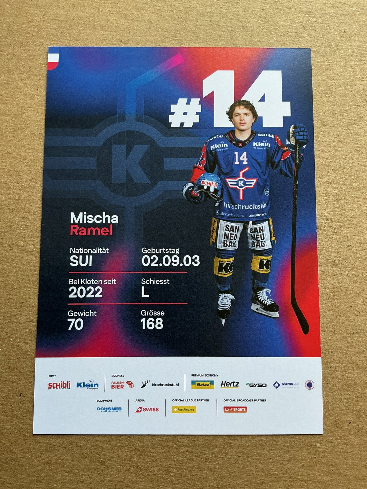 Mischa Ramel, Switzerland 🇨🇭 EHC Kloten 2025/26 hand signed - Autographs-World