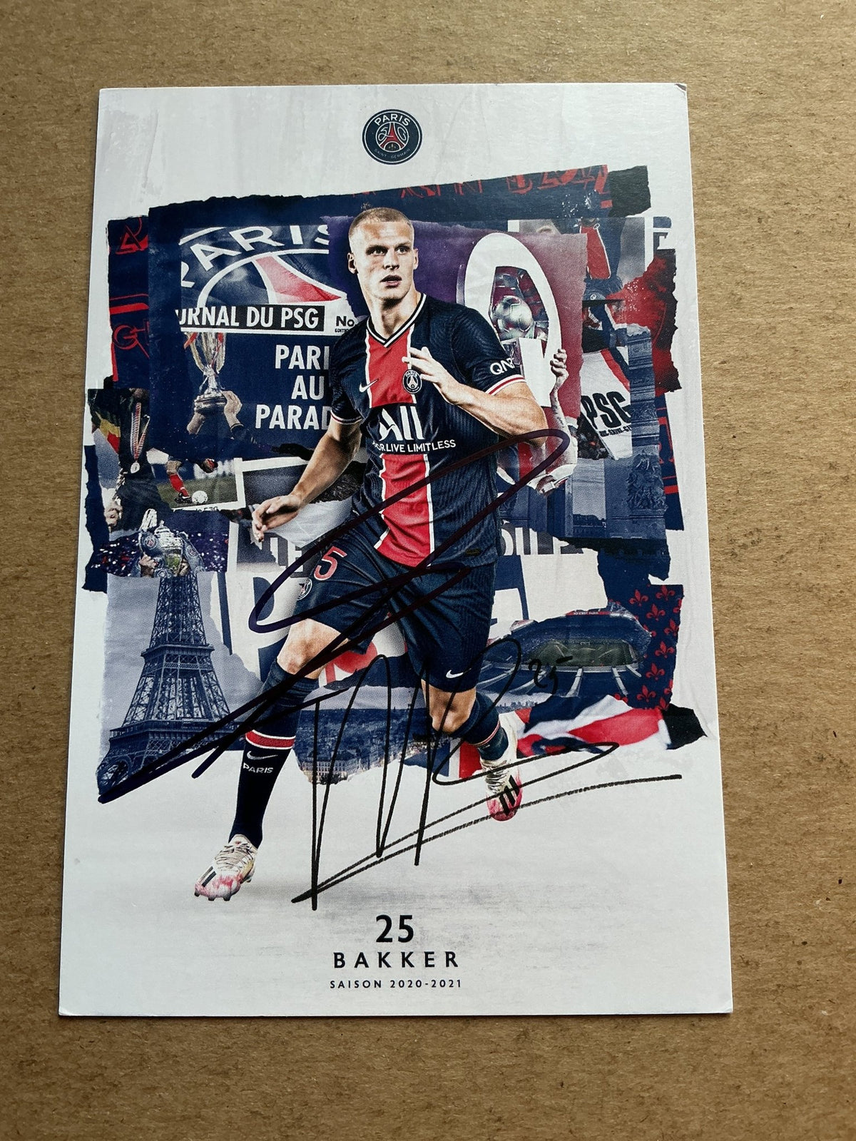 Mitchel Bakker, Netherlands 🇳🇱 Paris Saint-Germain 2020/21 hand signed - Autographs-World