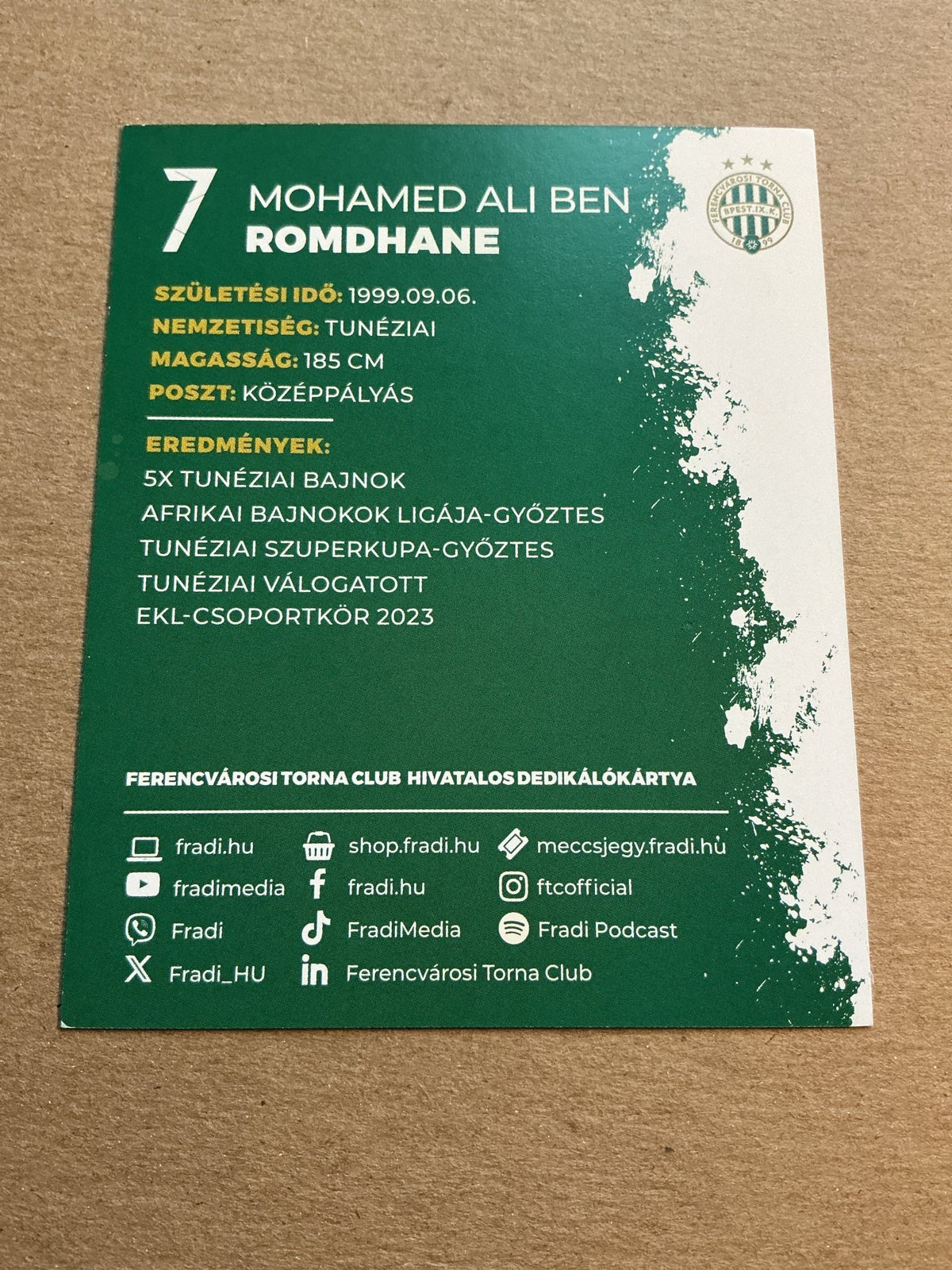 Mohamed Ali Ben Romdhane, Tunisia 🇹🇳 Ferencváros TC 2023/24 hand signed - Autographs-World