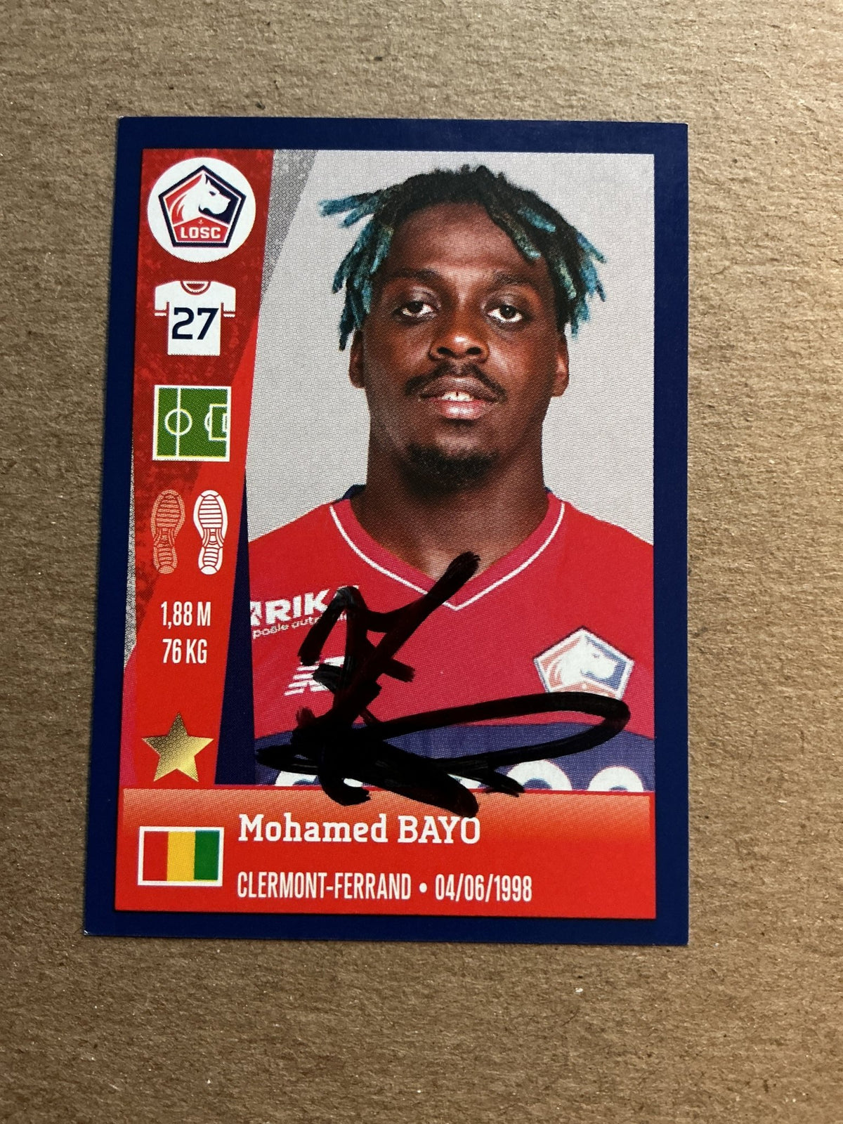 Mohamed Bayo, Guinea 🇬🇳 Lille OSC 2023 Panini hand signed - Autographs-World