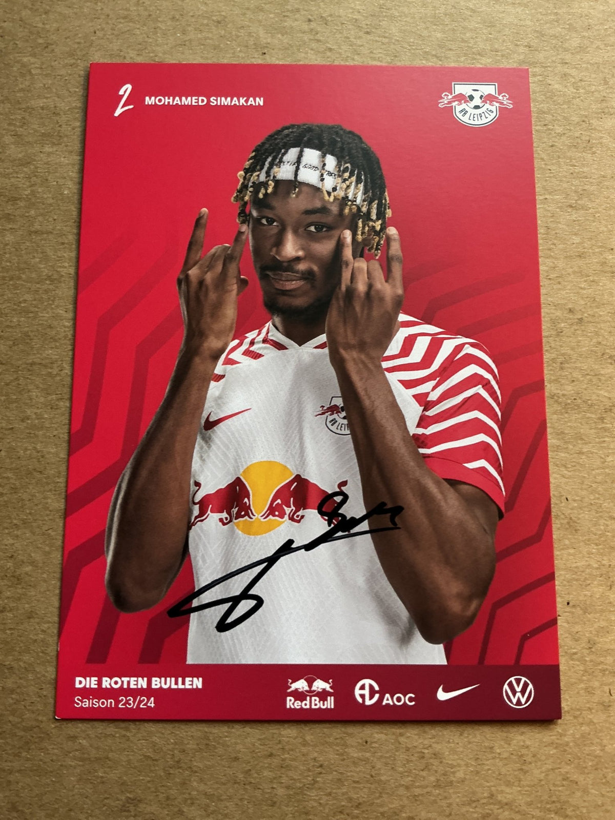 Mohamed Simakan, France 🇫🇷 RB Leipzig 2023/24 hand signed - Autographs-World