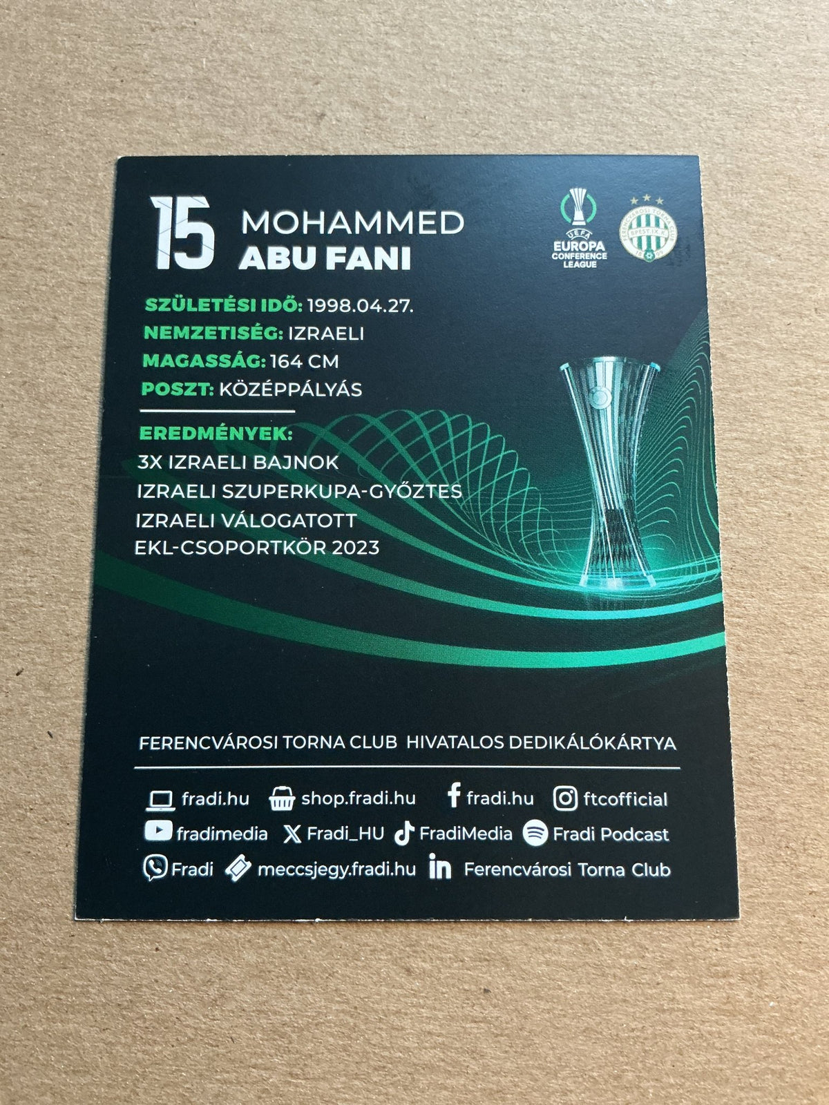 Mohammed Abu Fani, Israel 🇮🇱 Ferencváros TC 2023/24 hand signed - Autographs-World