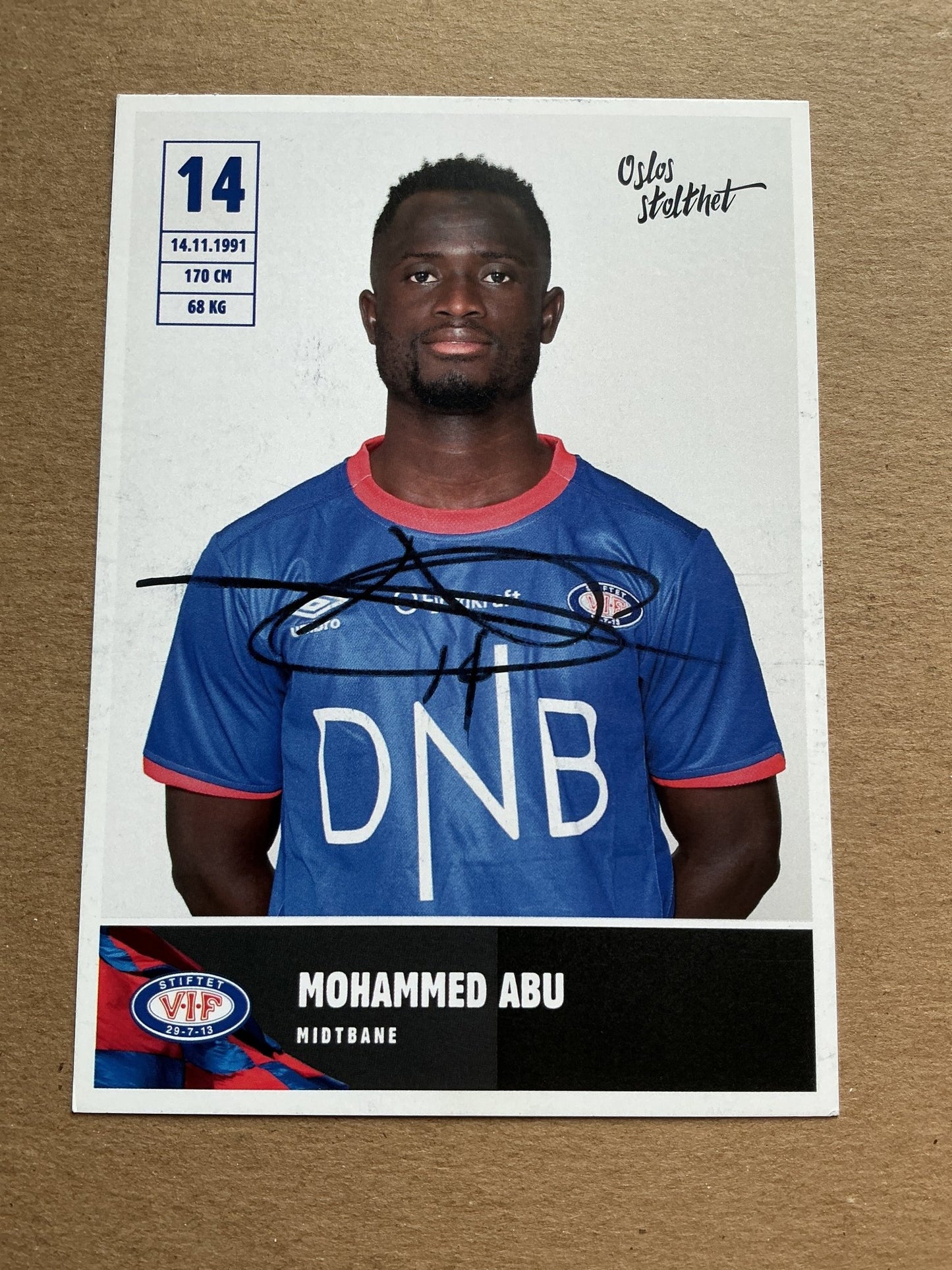 Mohammed Abu, Ghana 🇬🇭 Vålerenga IF 2019/20 hand signed - Autographs-World