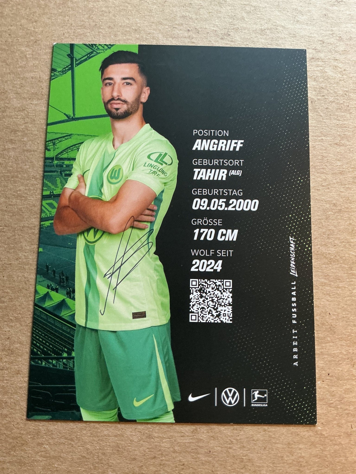 Mohammed Amoura, Algeria 🇩🇿 VfL Wolfsburg 2024/25 hand signed - Autographs-World