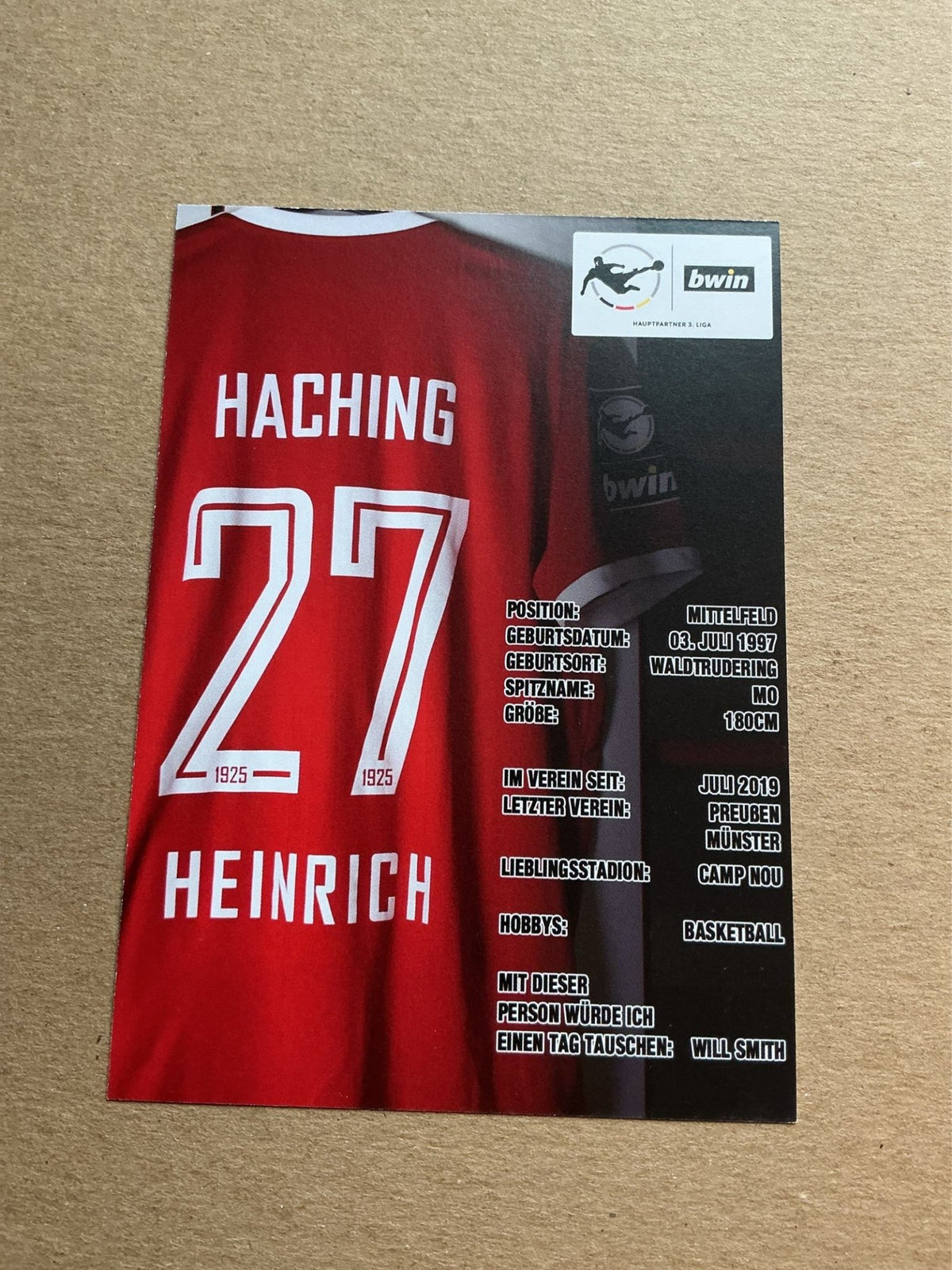 Moritz Heinrich, Germany 🇩🇪 SpVgg Unterhaching 2019/20 hand signed - Autographs-World