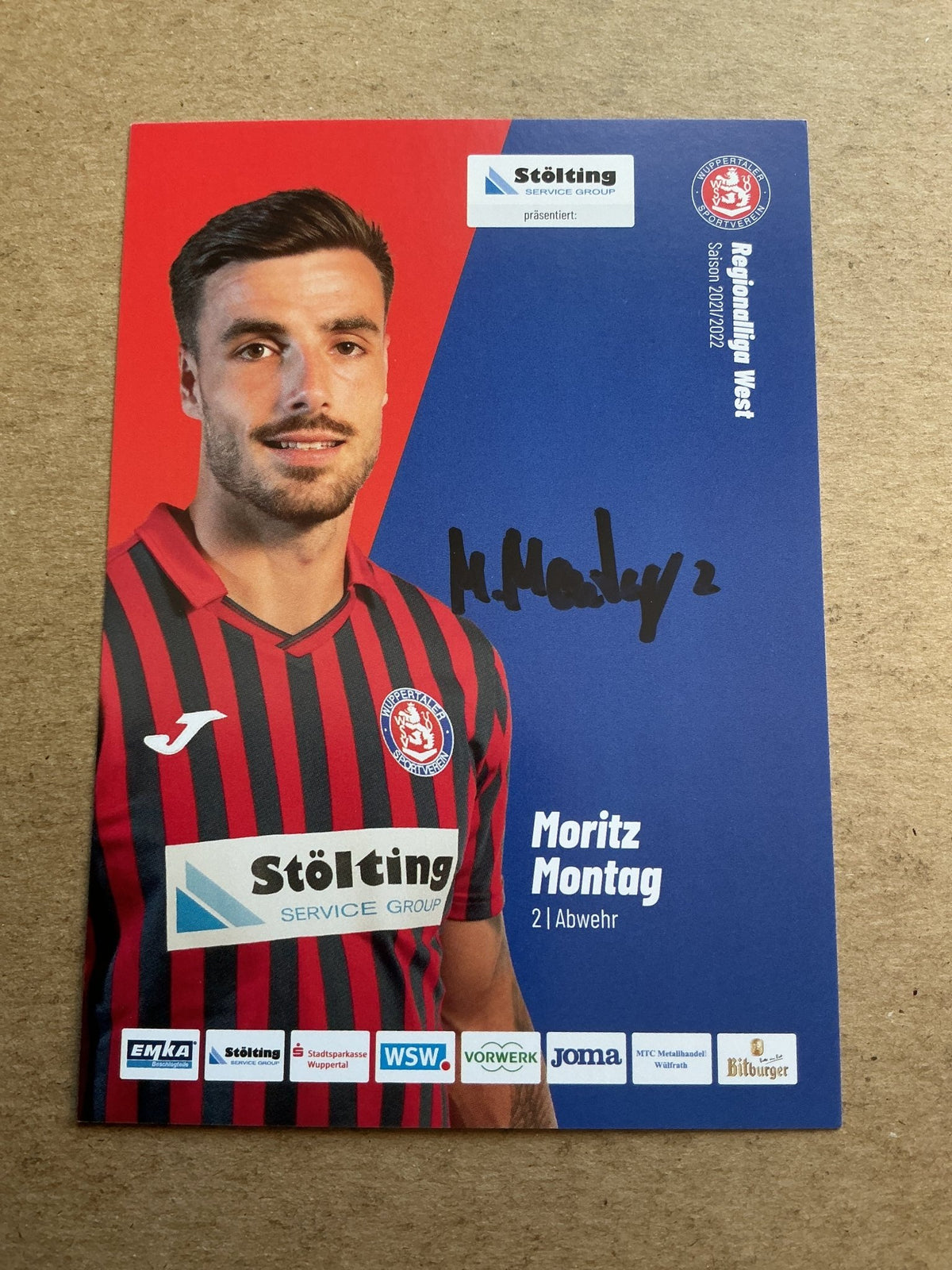 Moritz Montag, Germany 🇩🇪 Wuppertaler SV 2021/22 hand signed - Autographs-World
