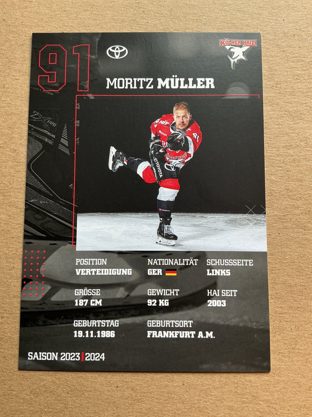 Moritz Müller, Germany 🇩🇪 Kölner Haie 2023/24 hand signed - Autographs-World