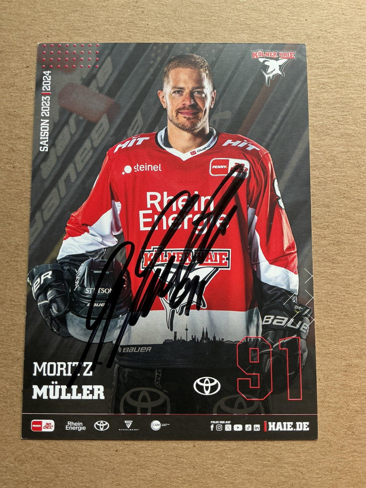 Moritz Müller, Germany 🇩🇪 Kölner Haie 2023/24 hand signed - Autographs-World