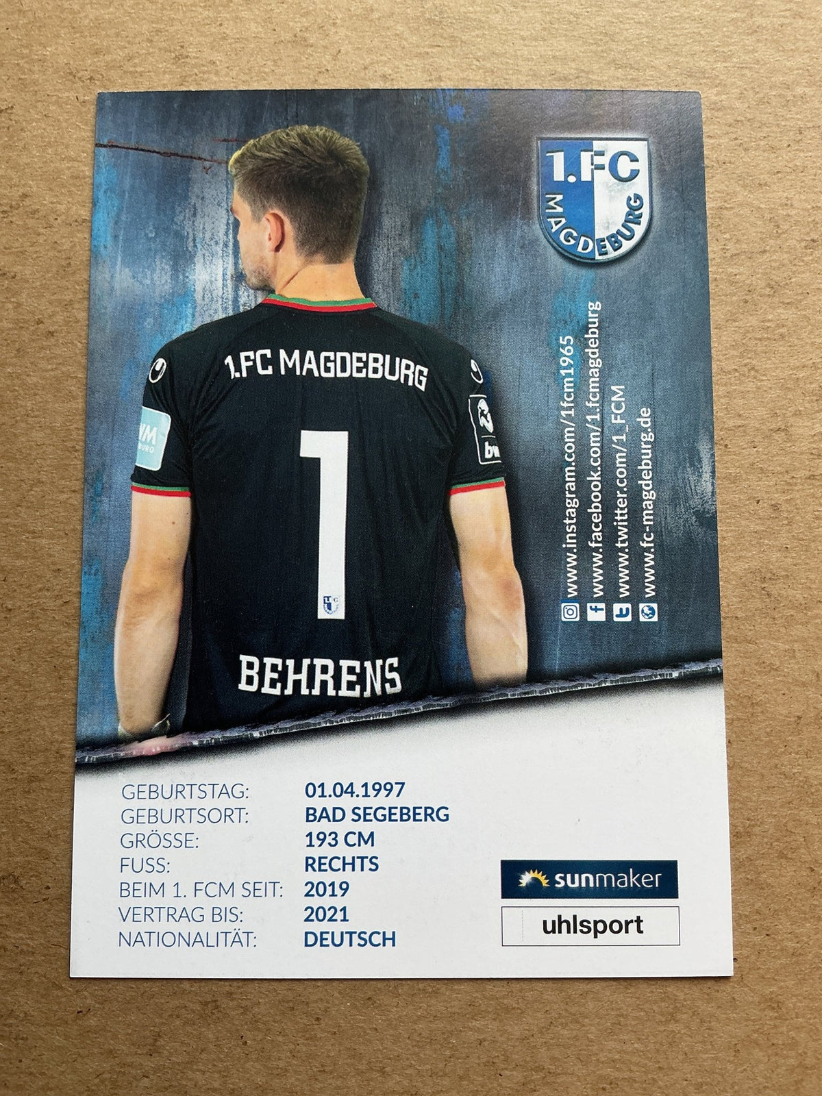 Morten Behrens, Germany 🇩🇪 1.FC Magdeburg 2020/21 hand signed - Autographs-World