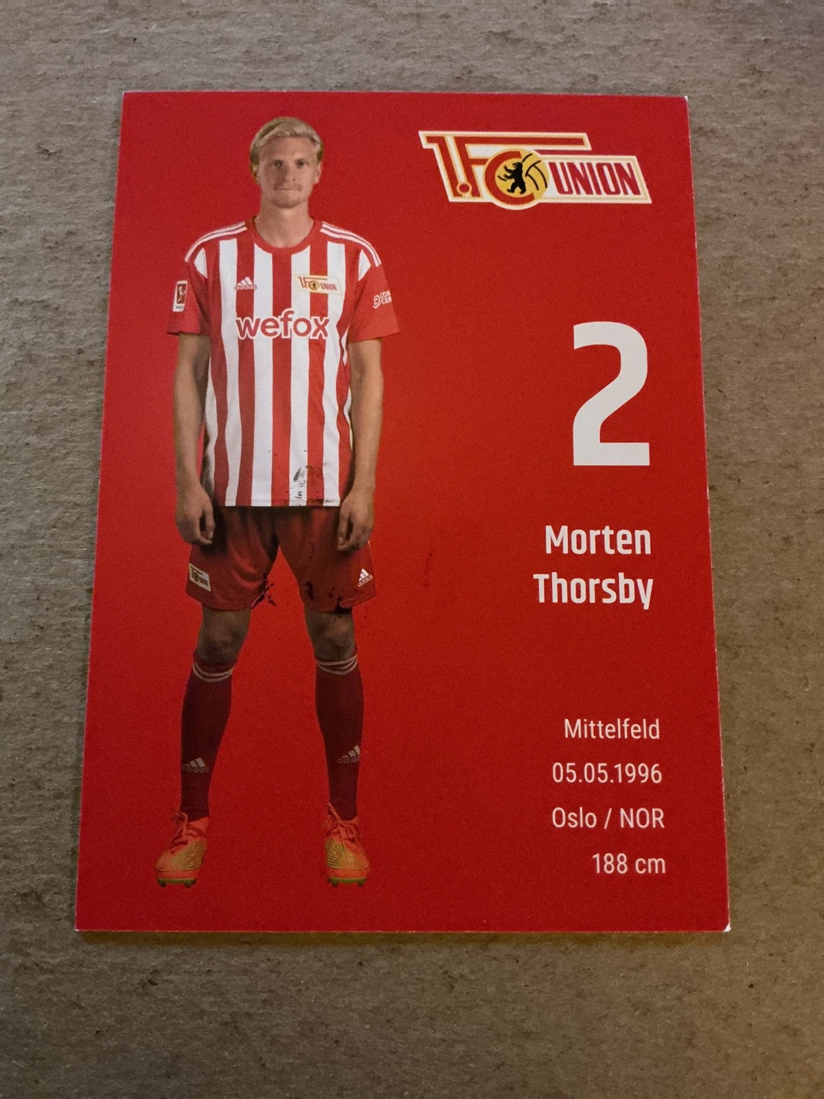 Morten Thorsby, Norway 🇳🇴 1.FC Union Berlin 2022/23 hand signed - Autographs-World