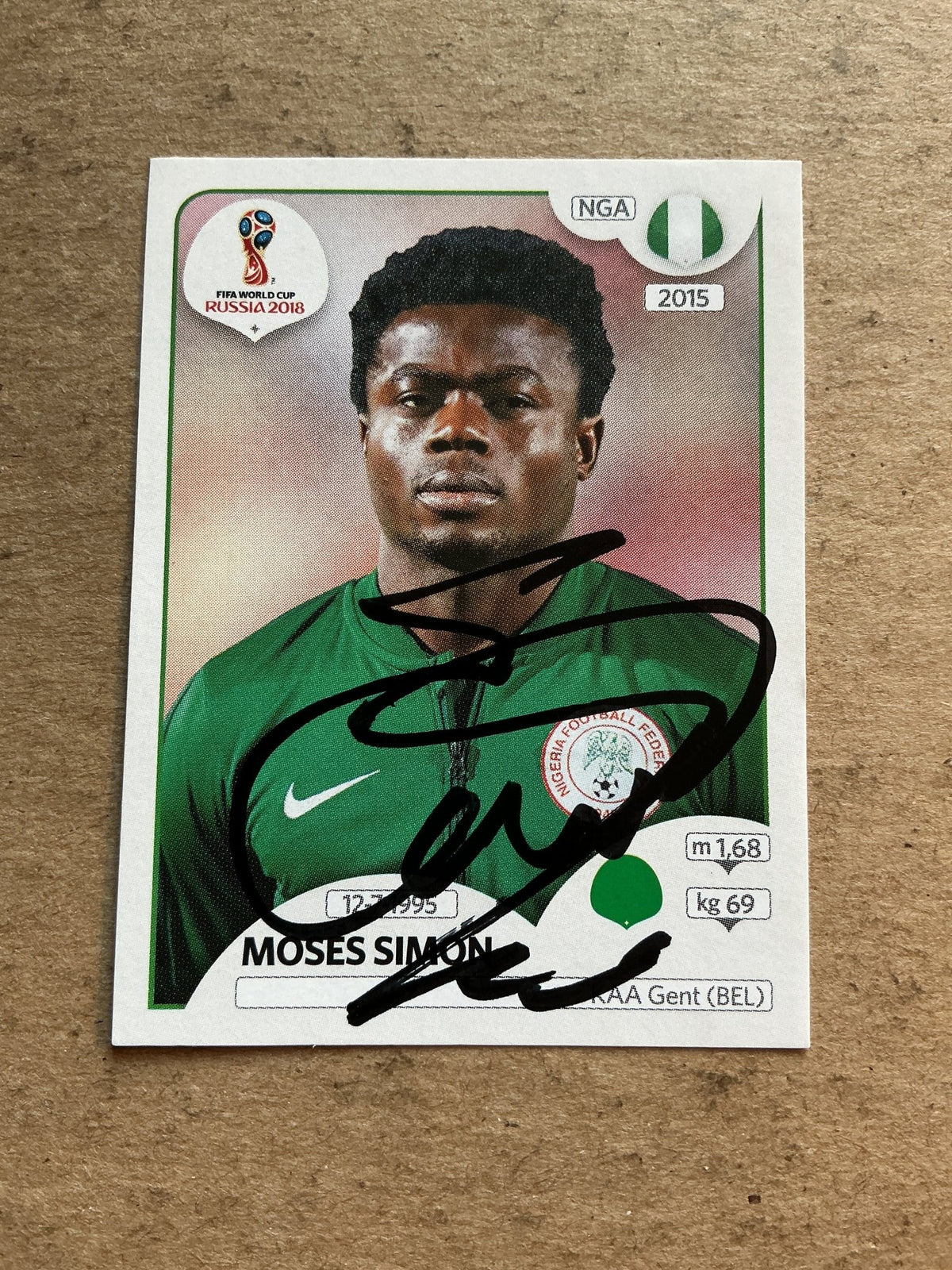Moses Simon, Nigeria 🇳🇬 FIFA World Cup 2018 Panini hand signed - Autographs-World