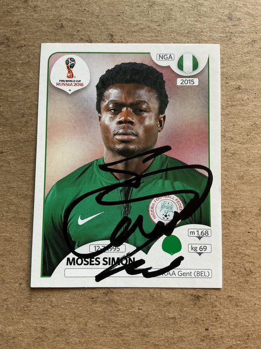 Moses Simon, Nigeria 🇳🇬 FIFA World Cup 2018 Panini hand signed - Autographs-World