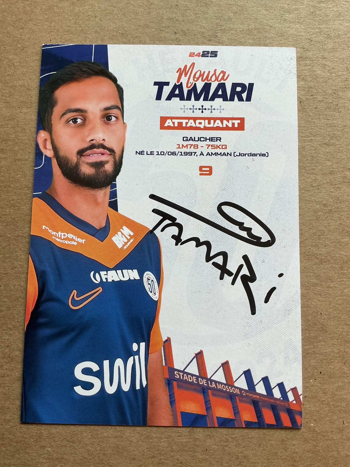 Mousa Tamari, Jordan 🇯🇴 Montpellier HSC 2024/25 hand signed - Autographs-World