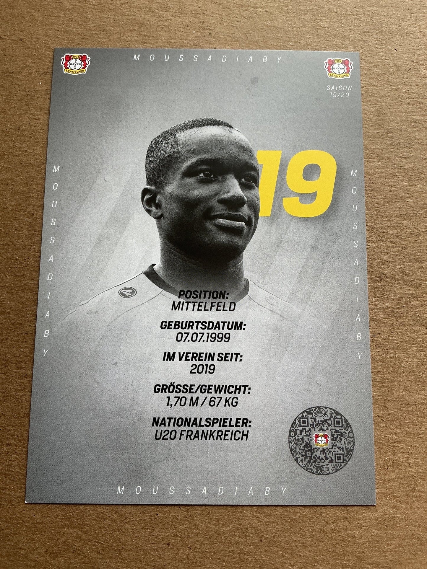 Moussa Diaby, France 🇫🇷 Bayer 04 Leverkusen 2019/20 hand signed - Autographs-World