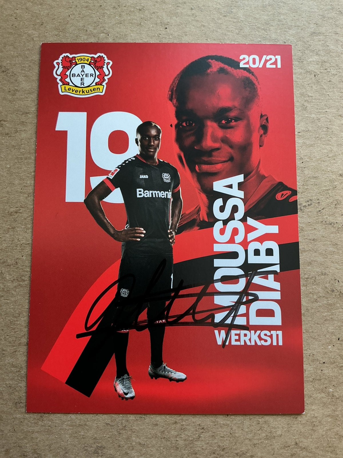 Moussa Diaby, France 🇫🇷 Bayer 04 Leverkusen 2020/21 hand signed - Autographs-World