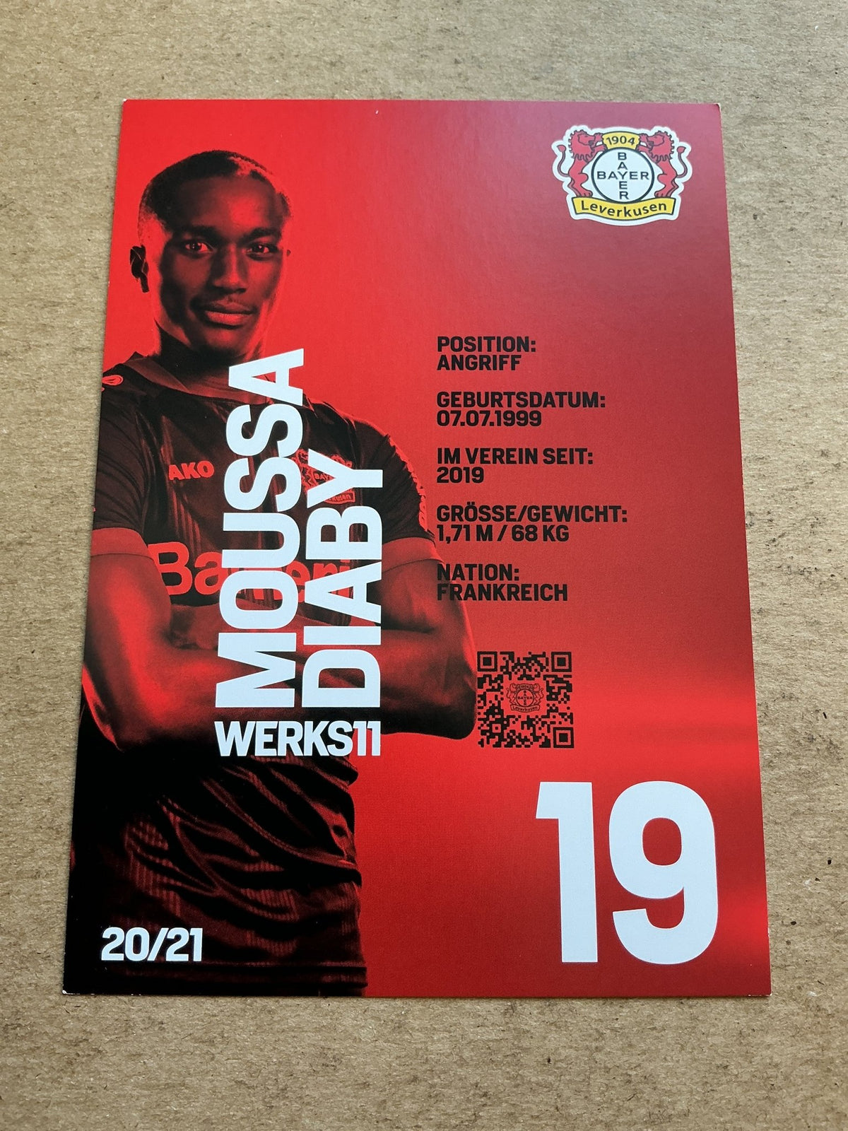 Moussa Diaby, France 🇫🇷 Bayer 04 Leverkusen 2020/21 hand signed - Autographs-World