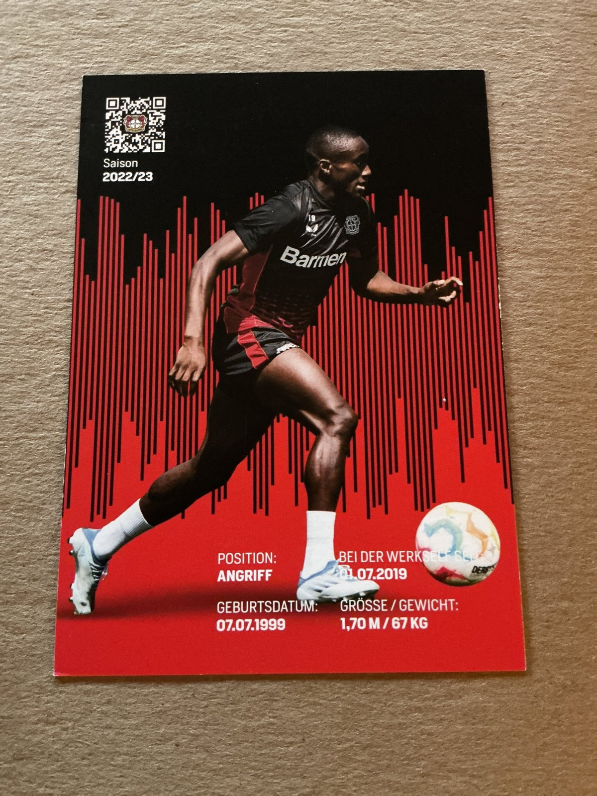 Moussa Diaby, France 🇫🇷 Bayer 04 Leverkusen 2022/23 hand signed - Autographs-World