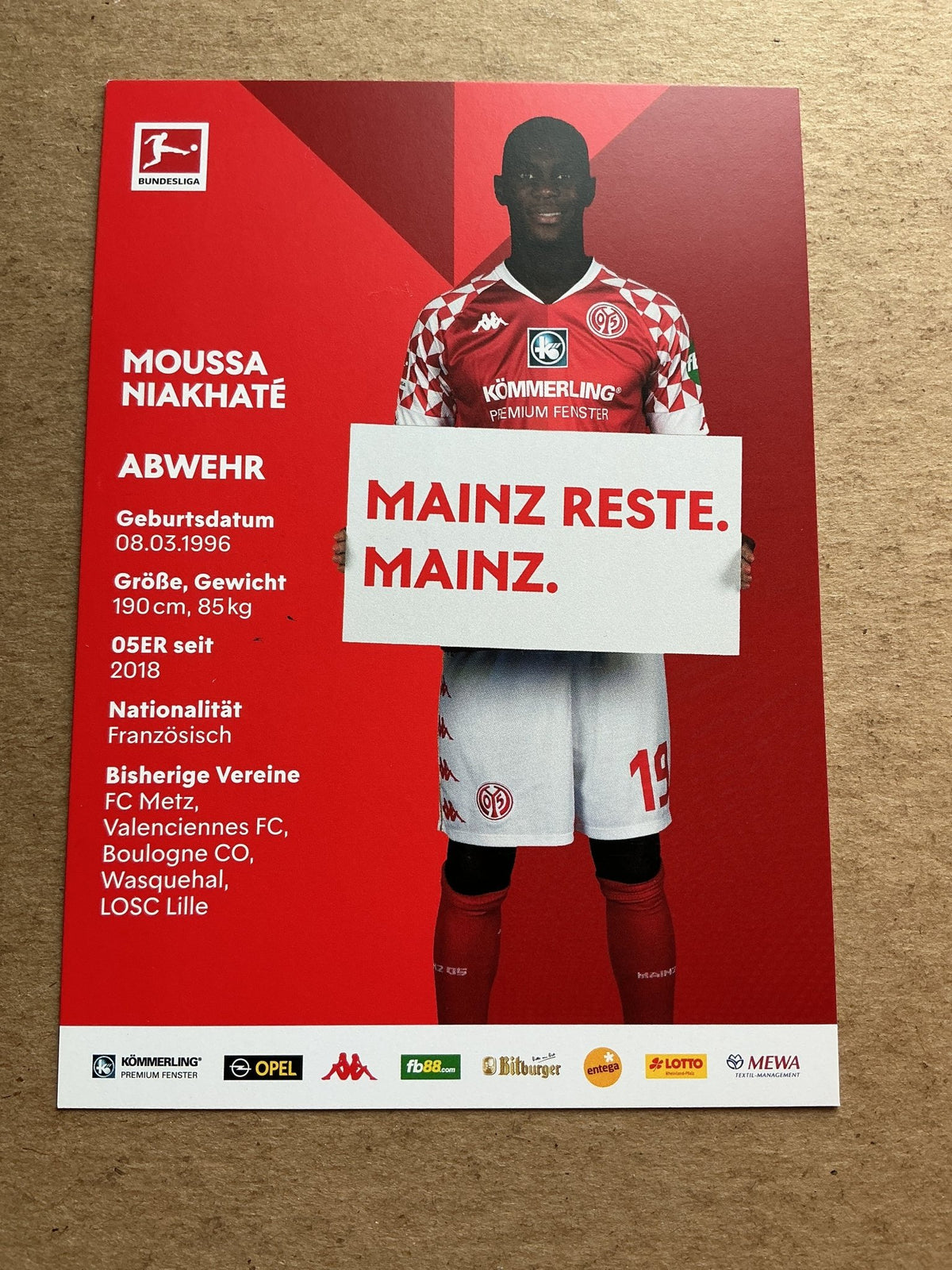 Moussa Niakhaté, France 🇫🇷 FSV Mainz 05 2020/21 hand signed - Autographs-World
