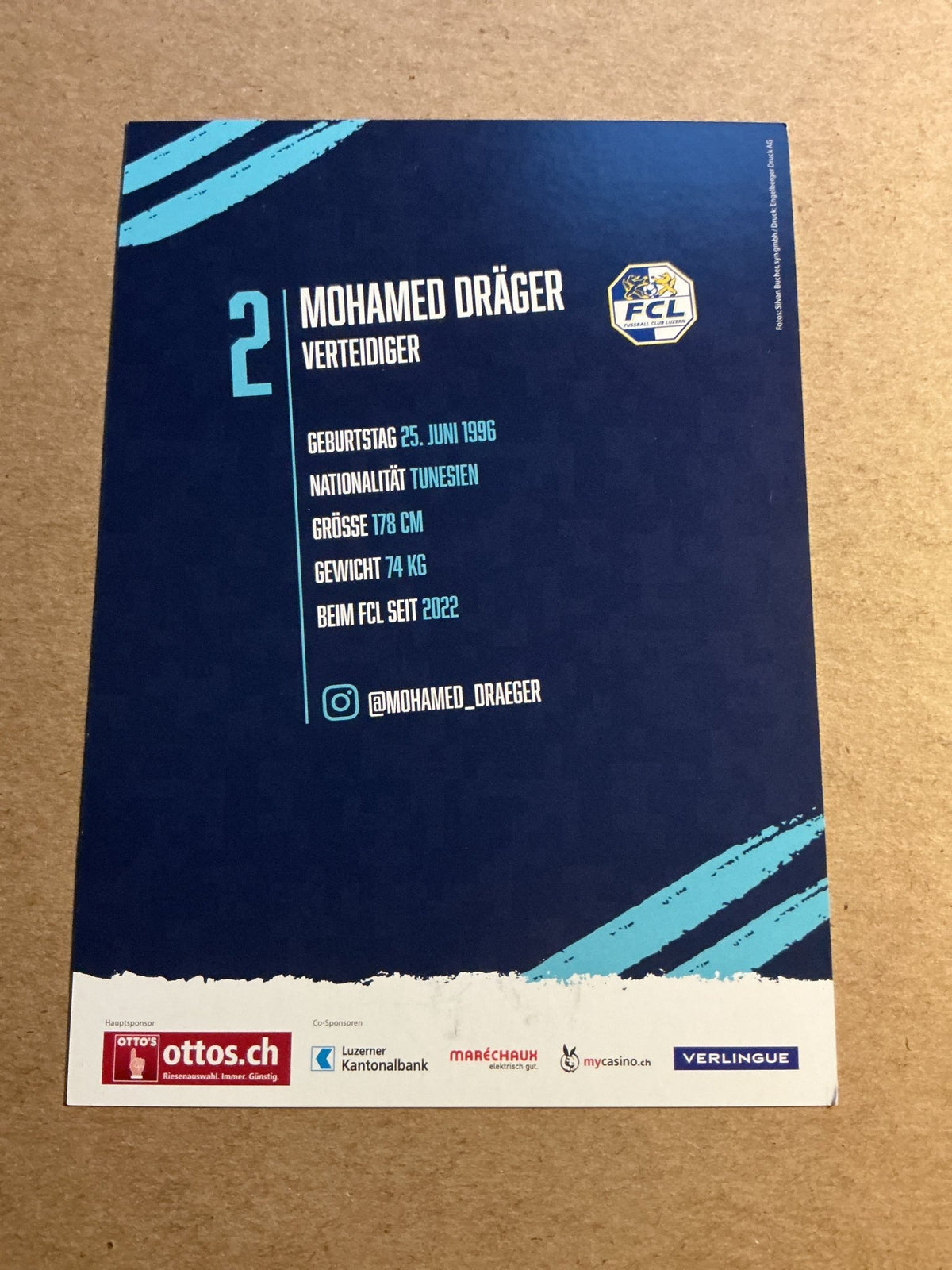 Muhamed Dräger, Tunisia 🇹🇳 FC Luzern 2022/23 hand signed - Autographs-World