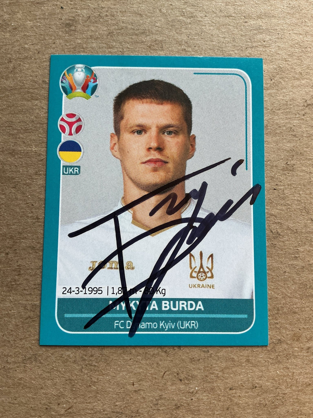 Mykyta Burda, Ukraine 🇺🇦 UEFA Euro 2020 Panini hand signed - Autographs-World