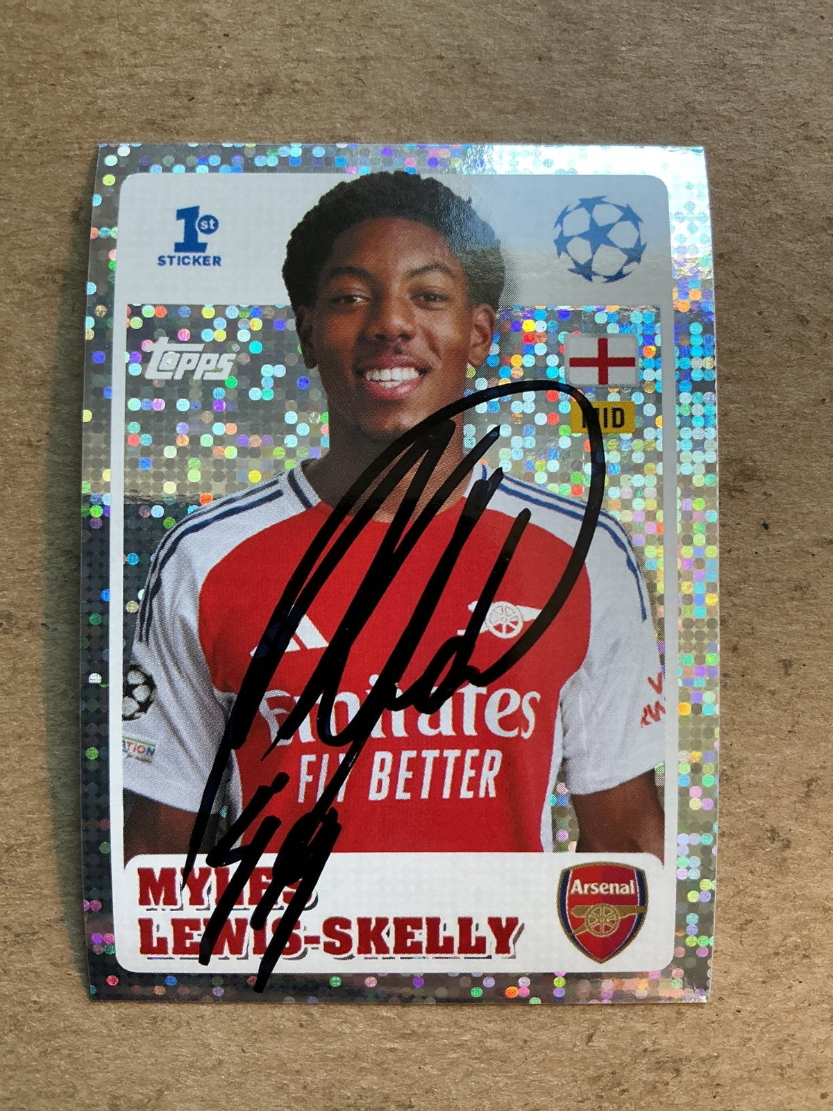 Myles Lewis-Skelly, England 🏴󠁧󠁢󠁥󠁮󠁧󠁿 Arsenal FC 2024/25 Topps hand signed - Autographs-World