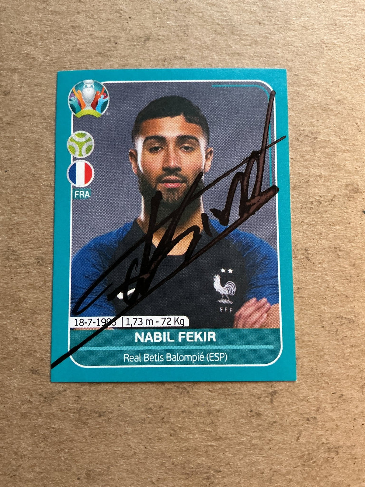 Nabil Fekir, France 🇫🇷 UEFA Euro 2020 Panini hand signed - Autographs-World
