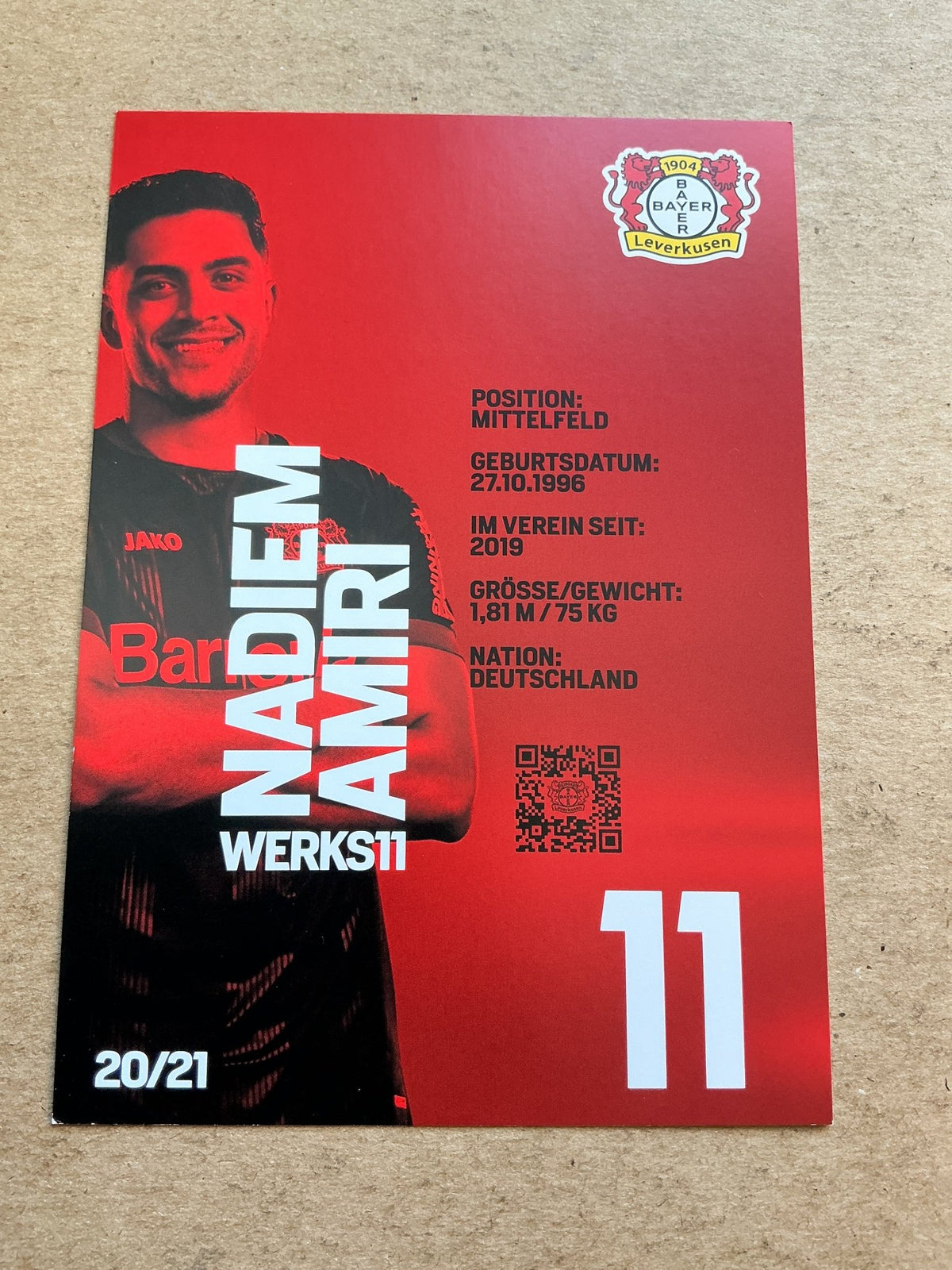 Nadiem Amiri, Germany 🇩🇪 Bayer 04 Leverkusen 2020/21 hand signed - Autographs-World