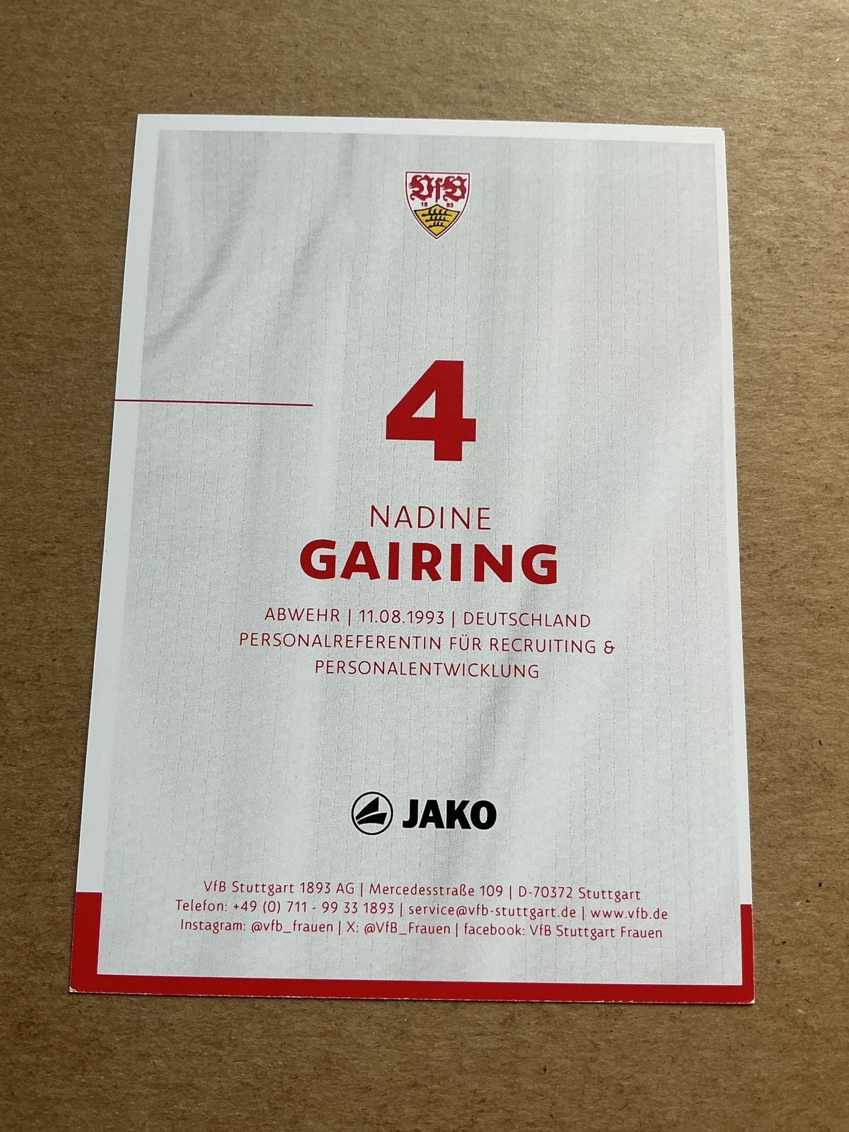 Nadine Gairing, Germany 🇩🇪 VfB Stuttgart 2024/25 hand signed - Autographs-World