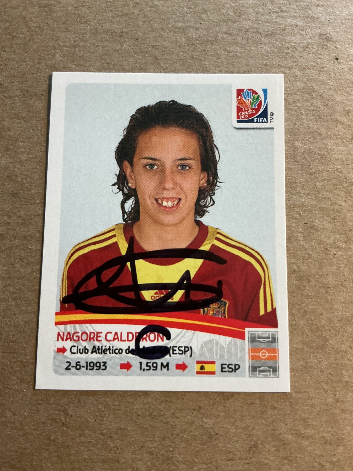 Nagore Calderon, Spain 🇪🇸 FIFA Women’s World Cup 2015 Panini hand signed - Autographs-World
