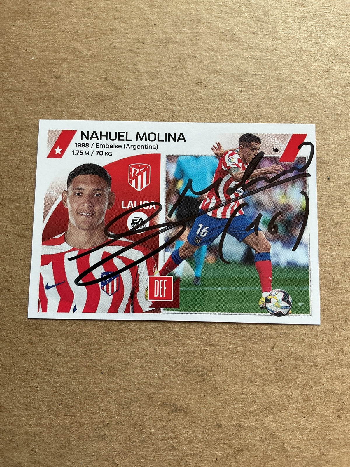 Nahuel Molina, Argentina 🇦🇷 Atletico Madrid 2023/24 Panini hand signed - Autographs-World