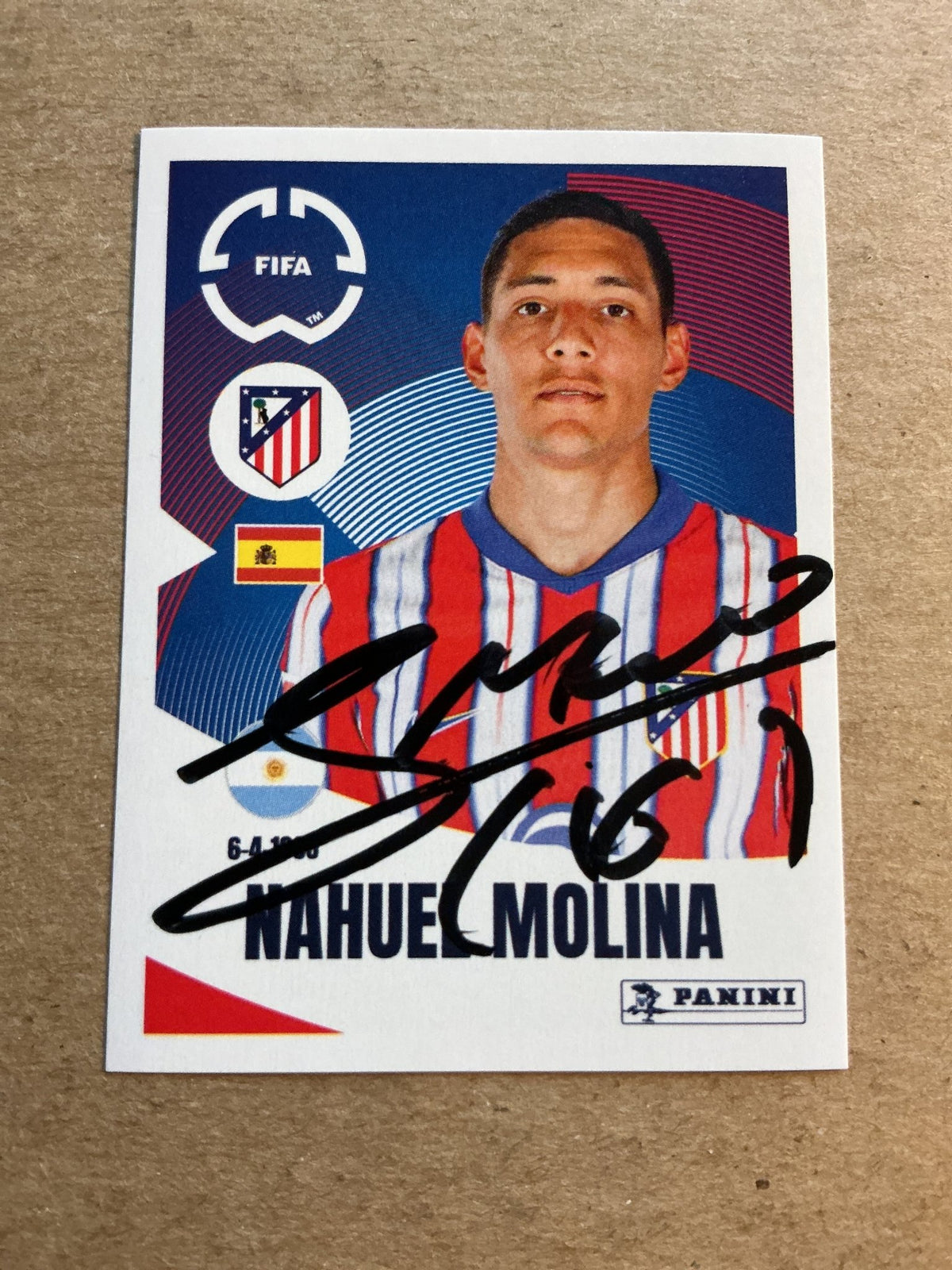 Nahuel Molina, Argentina 🇦🇷 Atletico Madrid Club World Cup 2025 Panini hand signed - Autographs-World
