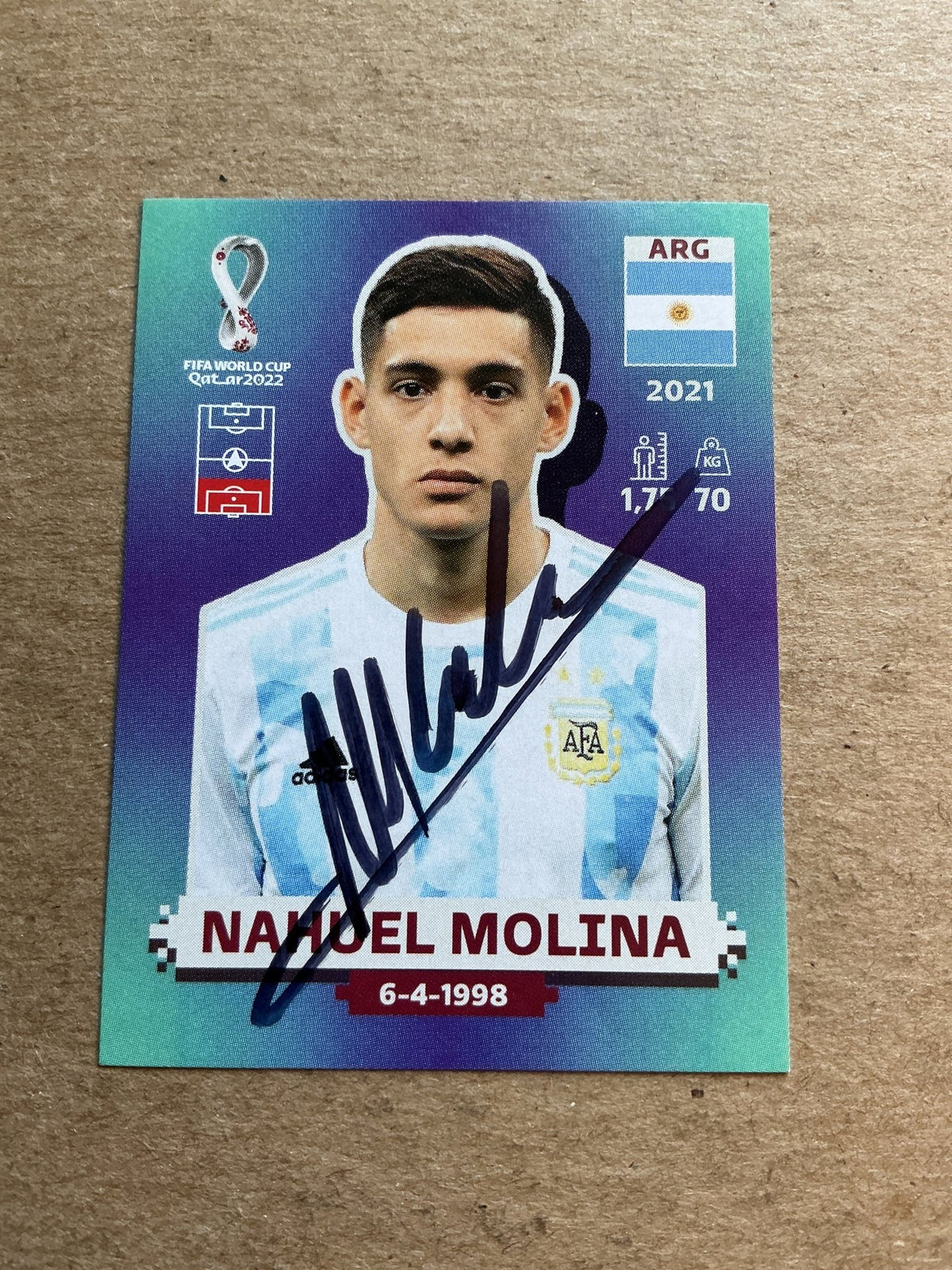 Nahuel Molina, Argentina 🇦🇷 FIFA World Cup 2022 Panini hand signed - Autographs-World