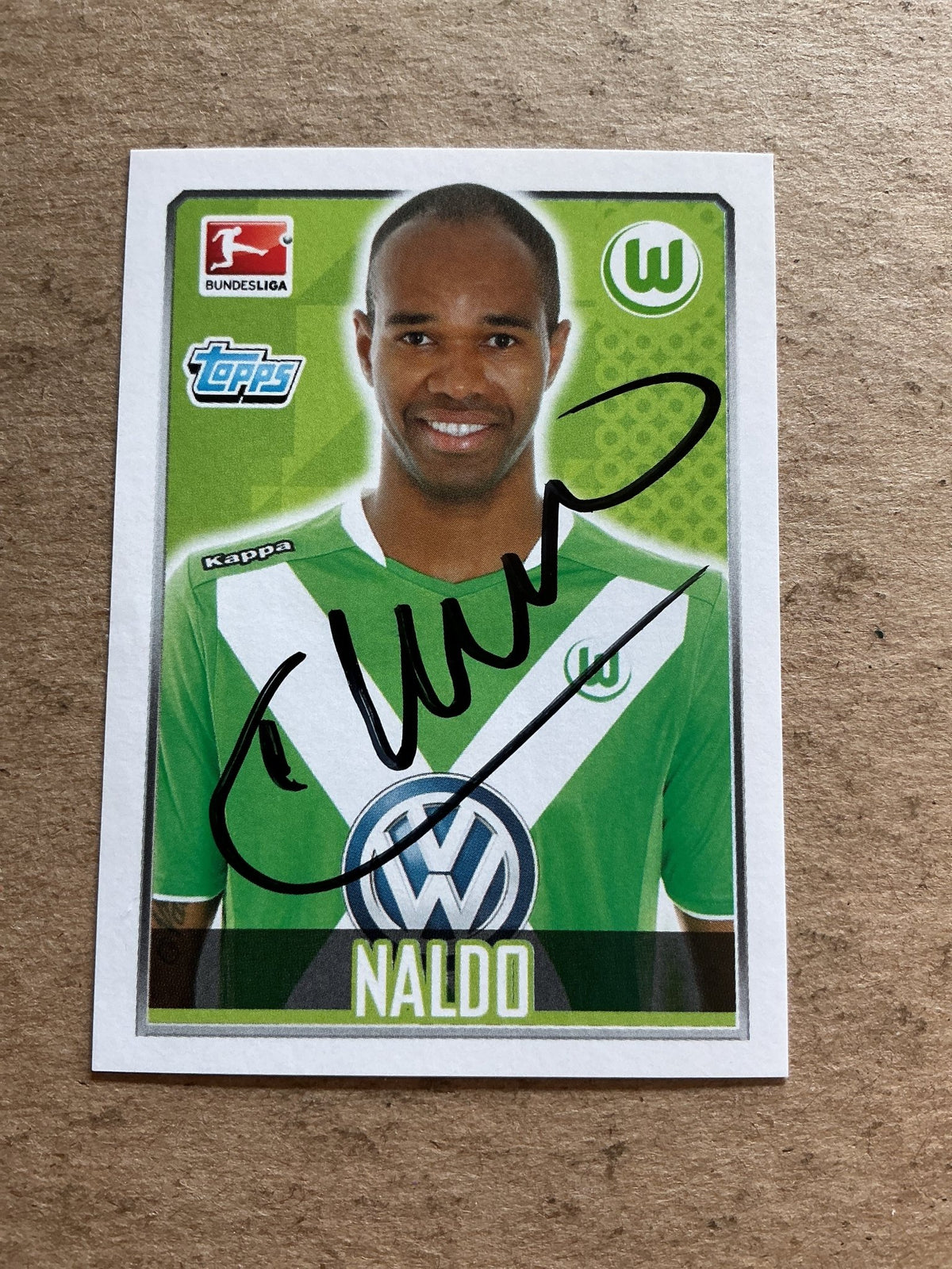 Naldo, Brazil 🇧🇷 VfL Wolfsburg 2014/15 Topps hand signed - Autographs-World